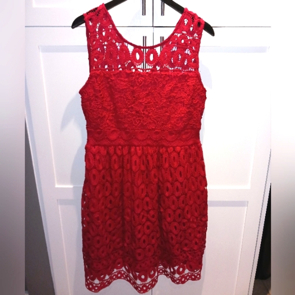 NWT Red Lace Midi Dress